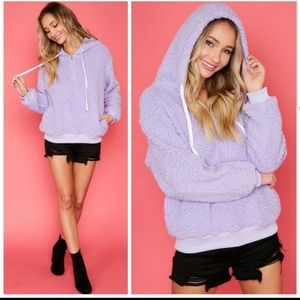#30 🆕️🆕️Lavender Faux Sherpa Hooded Sweater